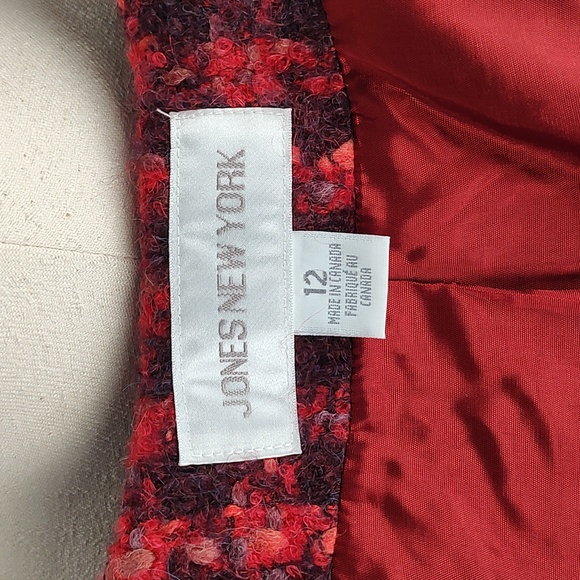 Wool Blend Tweed 2 Piece Suit Blazer Skirt Set Y2K Lined Size 12 Jones NY - Picture 11 of 15